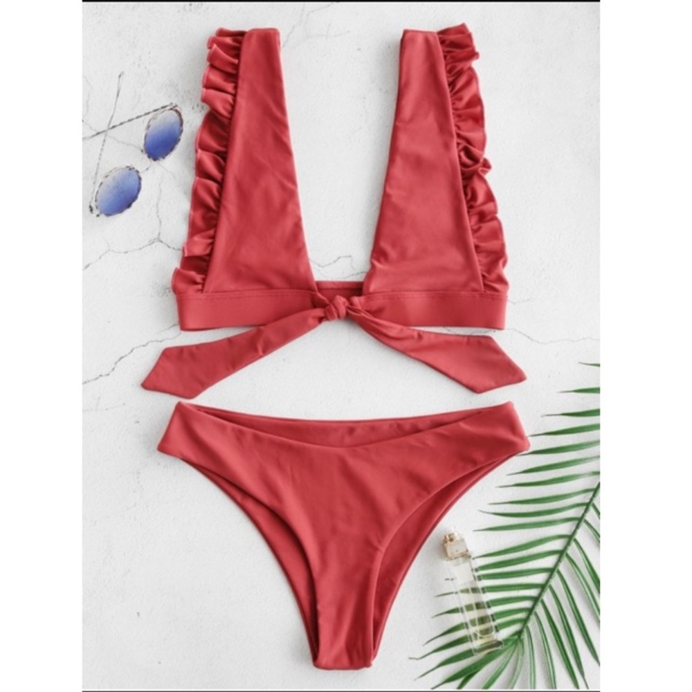 ZAFUL ruffled bralette tied bikini NWT sz m